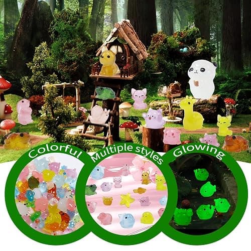150 Pcs 1inch Luminous Mini Resin Animals Bulk, Figures Glow in The Dark, Tiny Miniature Resin Animals for Creative Crafts Ornaments, Fairy Gardens Decor and Dollhouse Hide Accessories thumbnail 6