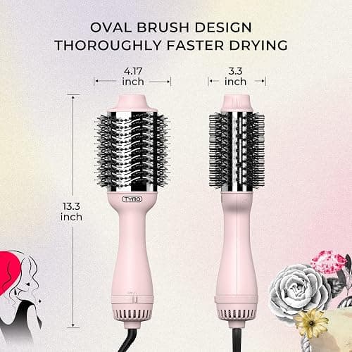 TYMO Pink Volumizer Hair Dryer Brush with Titanium Barrel, 1200W, 3 Speeds, Nylon Bristles, Ionic Technology, Salon Long-lasting Hairstyles, Hot Air Brush for Women, Designed for 120V USA Outlets thumbnail 7
