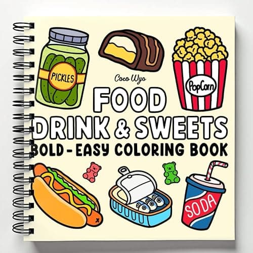Food Drink & Sweets: Coloring Book for Adults and Kids, Bold and Easy, Simple and Big Designs for Relaxation Featuring a Variety of Foods, Drinks, Desserts and Fruits (Bold & Easy Coloring) - Image 1
