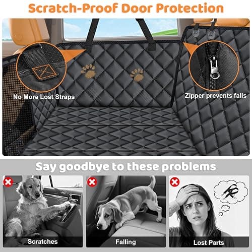 URPOWER Backseat Extender for Dogs - Hard Bottom Dog Car Seat Cover for Back Seat, Dog Hammock for Car, SUV, and Truck, Pet Rear Seat Protector Dogs Travel Bed with Mesh Window & Side Flaps thumbnail 4