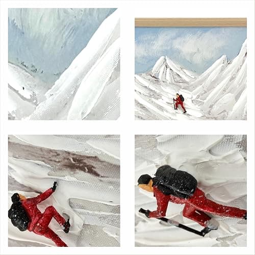Framed Snow Mountain Wall Art, 12x36Inch | Ocean Snow Theme, Courage Inspire Decor, Hand-Painted 3D Textured Canvas, Ready to Hang, Tabletop or Wall thumbnail 3