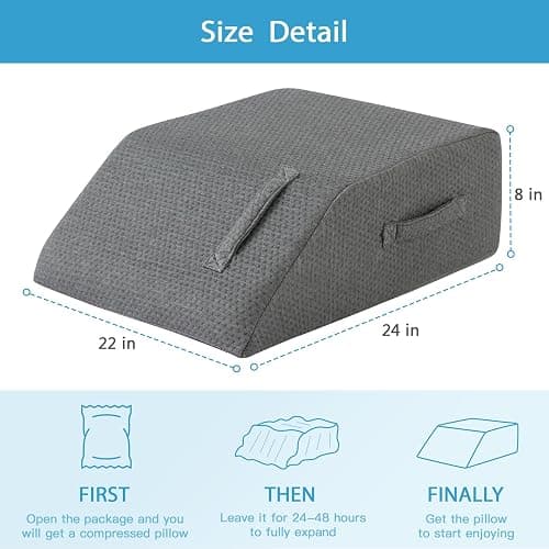 MEGCXIT Leg Pillow Elevation Blood Circulation, Leg Wedge for Elevation for Swelling, Leg Elevating Pillow for After Surgery, Memory Foam Foot Knee Pillow for Back Sleeping 24×22×8 Inch Dark Grey thumbnail 2