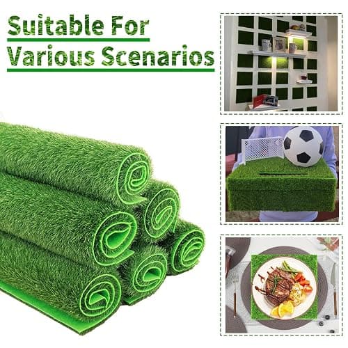 KAEZDD 4 Pcs 6 X 6 Inch Fake Grass Decor for Crafts, Artificial Grass for Miniature Ornament Projects, Model Turf Grass for DIY Fairy Garden Accessories and Decor Kit thumbnail 7