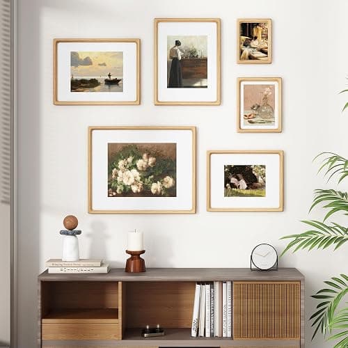 Heimlove 11x14 Picture Frames Natural Oak,Original Wood Hand Make Crafted Diploma Frame with Mat to 8x10 Graduation Picture Display,Family Picture,Wedding Picture,Photo,Certificate Wall Mounted thumbnail 2