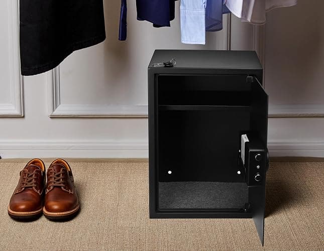 Amazon Basics Steel Home Security Electronic Safe with Programmable Keypad Lock for Documents, Jewelry, Valuables, 1.8 Cubic Feet, Black, 13.8"W x 13"D x 19.7"H thumbnail 2