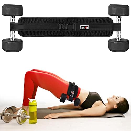 Kexvic Hip Thrust Belt - Booty Belt with Slip-Resistant Padding for Dumbbells, Kettlebells, Plates - Gym, Home & Workouts (Black) - Image 1