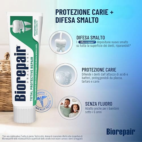 Biorepair, Dentifricio Total Protective Repair, Ripara lo Smalto, Protegge da Placca, Tartaro e Carie, Con Microrepair, Senza Fluoro e Parabeni, 60ml thumbnail 3