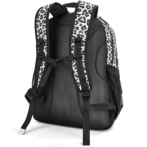 Choco Mocha Snow Leopard Backpack for Teen Girls, Travel School Backpack for Girls Middle School Large Bookbag 18 Inch, Black thumbnail 9
