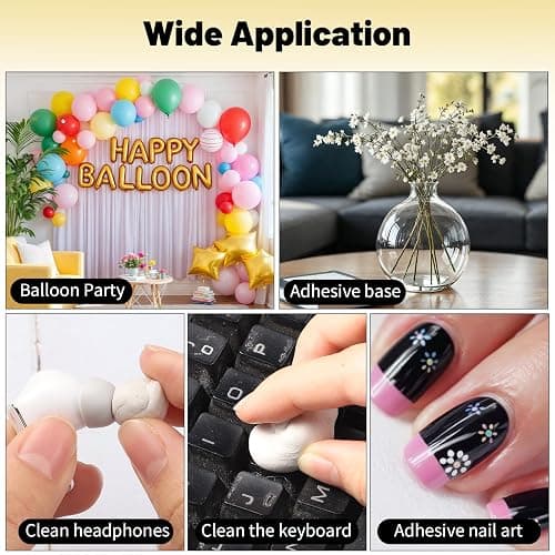 SUMAJU 102 Pcs Adhesive Sticky Tack, Removable Poster Putty - Reusable Mounting Putty for Wall Hanging Pictures, Posters - Cleaning, Nail (White) thumbnail 5