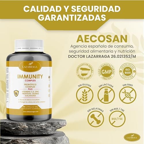 IMMUNITY DEFENSAS COMPLEX 6 EN 1 con Vitamina C + Vitamina D + Propóleo + Zinc + Selenio + Probióticos y Prebióticos + Galangina | Apoya el Sistema Inmunológico l 90 Cápsulas Veganas | 3 meses thumbnail 6