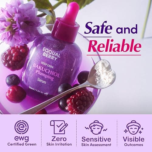 EQQUALBERRY Bakuchiol Plumping Face Serum - Retinol Natural Alternative for Sensitive Skin, with Niacinamide & Hyaluronic Acid, Pore & Wrinkle Korean Skin Care (1.01oz / 30ml) thumbnail 6