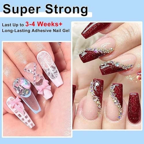 MUSILAN Nail Rhinestone Glue,Super Strong Rhinestones Gel Nail Glue for 3D Nails Beads Stickers Stones Crystals Diamond Art Jewels 3D Decorations Tools,Cured Need thumbnail 7