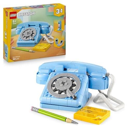 LEGO Creator 3in1 Retro Telephone Toy with Rotary Dial - Transforms into a 1980s Model or 2 Mobile Phones from the 2000s - Creative Gift for 8+ Year Old Girls & Boys - 31174 - Image 1