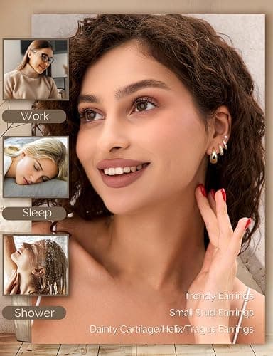 ORAZIO Small Gold Hoop Earrings for Women Hypoallergenic 14K Gold Plated Chunky Huggie Earring Sets for Multiple Piercing Dainty Earing Stacks Set Cute Silver Cartilage Jewelry Trendy Gifts thumbnail 3