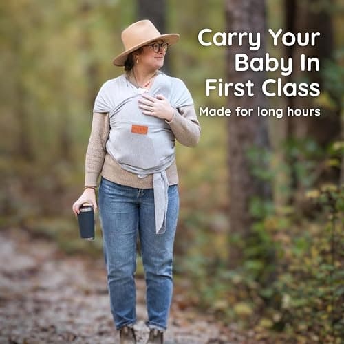 Baby Wrap Carrier - Premium Cotton Baby Carrier Wrap for Newborn to Toddler- Infant Carrier- Baby Holder One Size Fits All with Front Pocket (Grey) by Max&so thumbnail 2