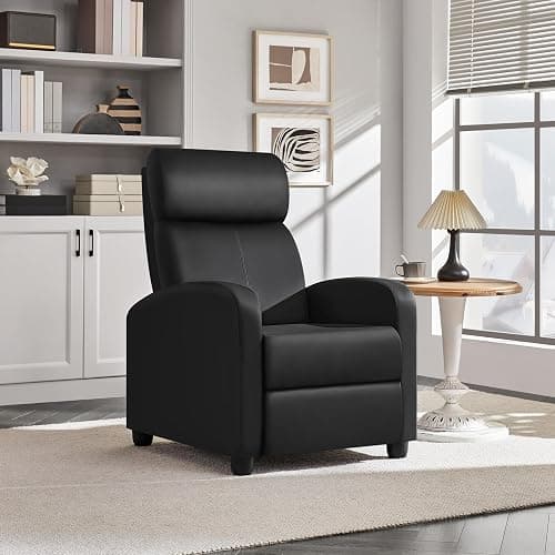 Yaheetech Recliner Chair PU Leather Recliner Sofa Home Theater Seating with Lumbar Support Overstuffed High-Density Sponge Push Back Recliners Armchair for Living Room thumbnail 2