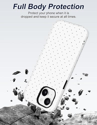 Jusy Compatible with MagSafe Polka Dot Case for iPhone 13/iPhone 14, Cute Aesthetic Polka Dots Magnetic Phone Case, Soft TPU and Hard PC Protective Phone Cover for Women Girls (Matte) - White thumbnail 3