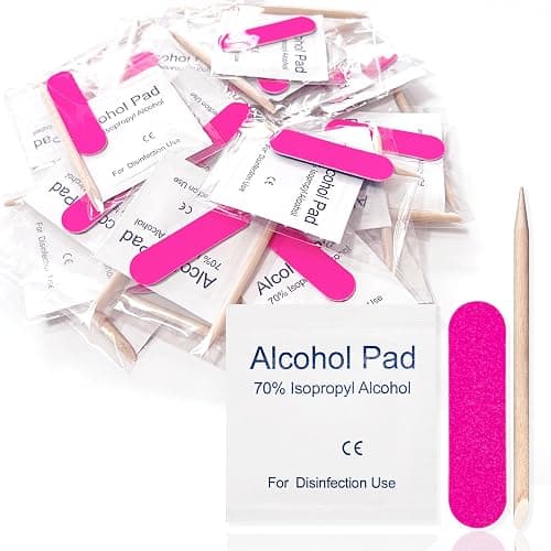 Qsnidy 30 Pack Disposable Manicure Kit Individually Packed 3-Piece Mini Press on Nail Art Tool Prep Kit Includes Mini Nail File, Cuticle Stick, Prep Pad, 30 Sets for Salon Business Home Travel Use - Image 1