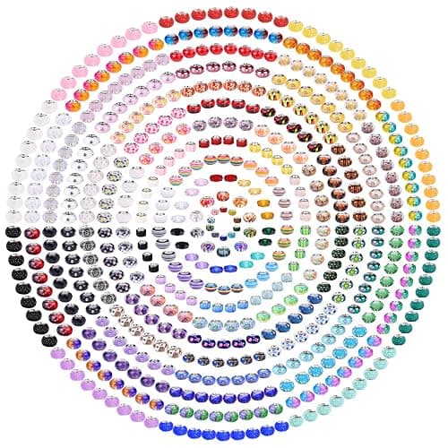 240 Pieces Assorted European Craft Beads Large Hole Lampwork Spacer Beads Colorful European Beads for DIY Necklace Bracelet Jewelry Making (Mix Color Style) thumbnail 6