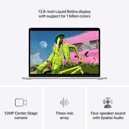 Apple 2026 MacBook Air 13-inch Laptop with M5 chip: Built for AI, 13.6-inch Liquid Retina Display, 16GB Unified Memory, 512GB SSD, 12MP Center Stage Camera, Touch ID, Wi-Fi 7; Silver thumbnail 5