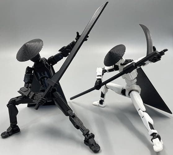SANSGOUP Titan 13 Action Figure Set (Assembly Completed), 3D Printed Multi-Jointed Movable T13 Lucky13 Dummy Mobile Robot, Nova 13 Action Figures Desktop Decorations for Game Lovers Toy (White/Black) thumbnail 6