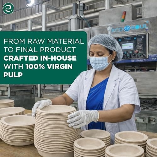 ECO SOUL Compostable Paper Plates 10 Inch, 100 Pack – Heavy Duty Disposable Paper Plates, Biodegradable Sugarcane Bagasse, Durable & Microwave Safe, Unbleached Round Dinner Plates for Party, Picnic thumbnail 7
