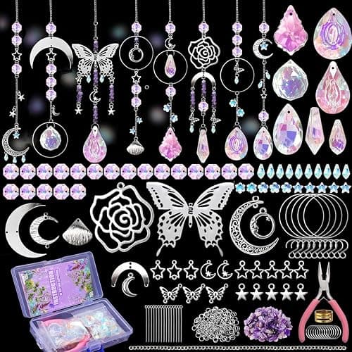 DIY Suncatcher Kit 400pcs Sun Catchers Making Kit Supplies Art and Crafts for Adults With Tutorial Hanging Prism Sun Catcher with Crystals for Window Home Garden Festival Decor Gifts (Butterfly) - Image 1