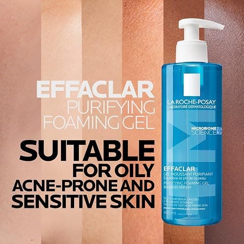 La Roche-Posay Face Wash Gel Cleanser, Effaclar Gentle Purifying Foaming Gel for Oily and Sensitive Acne-Prone Skin & Acne Lotion BUNDLE. Soap-Free, Paraben-free, Non-Comedogenic thumbnail 3