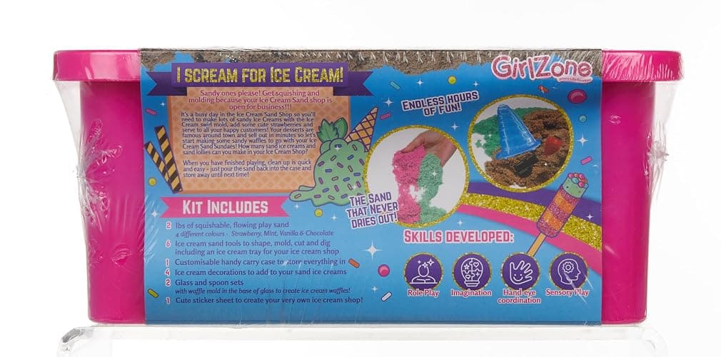 GirlZone Ice Cream Shop Play Sand Kit - Sensory Play for Kids - Magnetic Sand Toys for Creative Fun - 2 lb, Multicolor, 22 Pieces, Ages 7+ thumbnail 9