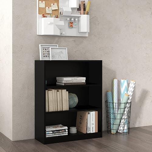 Panana Extra Large Bookcase, 5/6 Tier Wooden Cube Shelves Soild Wood Bookself Storage Organizer Display Shelf Free Standing Unit For Living Room Home Office (Black, 3 Tier) thumbnail 5
