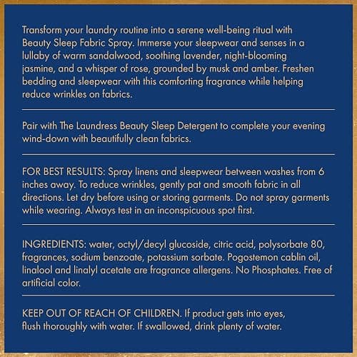 The Laundress Beauty Sleep Fabric Spray, Wrinkle Release Spray, Pillow Spray, Fabric Refresher, Upholstery and Linen Spray, Tranquil Comforting Inspired Scent, 8 Fl Oz thumbnail 8
