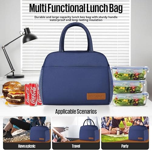 douyadady Lunch Bag Women/Men Lunch Box Women/Men (Dark blue) thumbnail 3