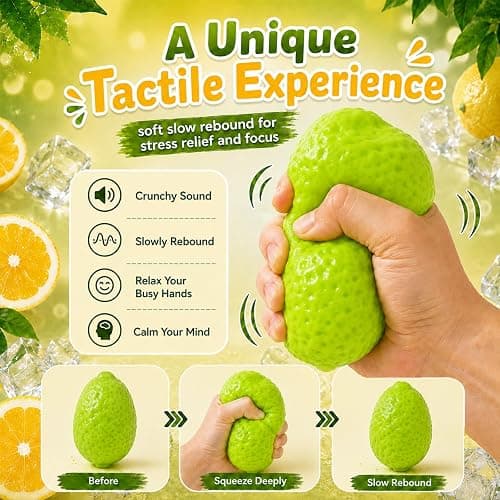 Crunchy Lemon Squishy, Color Changing Crispy Lemon Stress Ball for Anxiety Relief Toy Squeeze Shapeable for Adults thumbnail 6