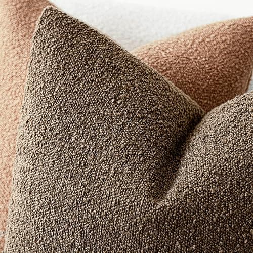 Foindtower Decorative Textured Boucle Throw Pillow Covers Accent Solid Lumbar Pillow Cases Neutral Soft Cozy Couch Cushion Case for Chair Sofa Bedroom Living Room Home Decor 12x20 Inch,1PC,Light Brown thumbnail 4