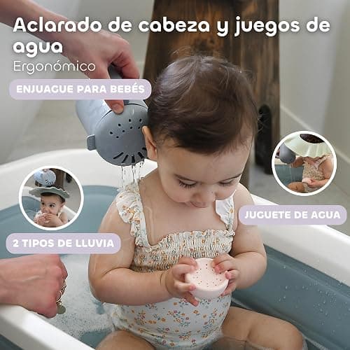 BÉABA, Enjuague Cabeza Bebé, Rociador Baño/Ducha, Juegos de Baño, 2 en 1, Enjuague Cabello y Juegos de Agua de Baño, 2 Tipos de Lluvia, Tapa Extraíble, Silicona, Guijarro thumbnail 4