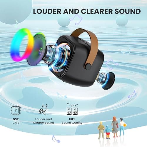 Mini Karaoke Machine, Portable Bluetooth Karaoke Speaker with 2 Wireless Microphones and Party Lights for Kids and Adults, Birthday Gifts for Girls Boys Family Home Party thumbnail 2