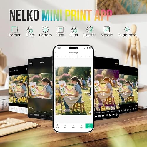 Nelko Photo Printer, PP01 Color Mini Portable Printer, Instant Smartphone Inkjet Printer, Sticky-Back Rechargeable Portable Picture Printer for iOS & Android, Smart AI APP, Valentine's Day Gift, Pink thumbnail 4