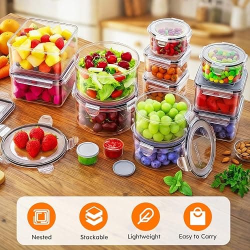 50 PCS Food Storage Containers with Lids (25 Containers & 25 Lids) - Reusable Plastic Food Containers for Kitchen Storage and Organization BPA-Free Leakproof Meal Prep Container with Labels & Pen thumbnail 8
