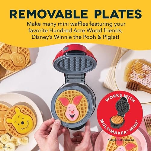 Disney Dash MultiMaker® Mini System Removable Plate Set - Ceramic Coating Replacement Plates for Waffle Breakfast - Waffle Maker Not Included - 4-Inch - 2-Pack - Winnie the Pooh & Piglet thumbnail 2
