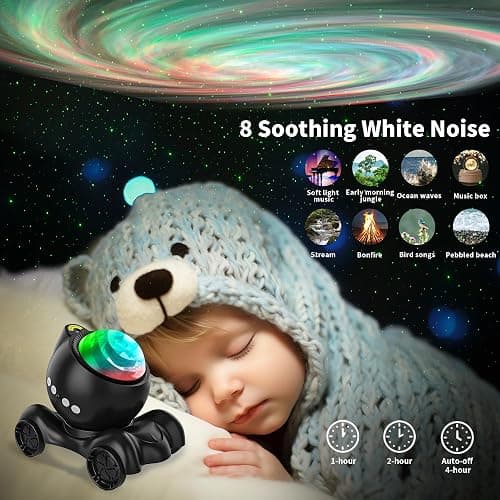 ENOKIK Galaxy Projector, Star Aurora Projector Built-in Bluetooth Speaker, Night Light for Kids Adults, White Noise Light for Home Decor/Relaxation/Party/Music/Gift (Black) thumbnail 4
