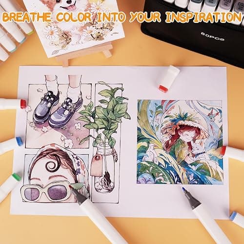 SiwaQio Alcohol Markers with APP, 168+2 Colors Dual Tip Art Marker for Adults Coloring Books, Alcohol Based Illustration Markers Set for Adult Artist Drawing Sketching Painting Lettering Cards thumbnail 2
