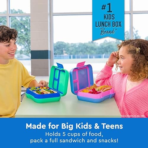 Bentgo Pop - Leak-Proof Lunch Box & Removable Divider for Ages 8+ & Teens - Lunch Container Holds 5 Cups of Food; 3-4 Compartments; Microwave/Dishwasher Safe; 2 Year Warranty (Spring Green/Blue) thumbnail 3