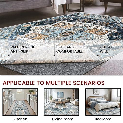 Waterproof Rug Pad, 5x7 ft Area Rug Non-Slip Carpet Pad, Non-Slip Rug Pads for All Floors and Finishes, Felt Pad for Hardwood Floors, Keeps Carpets in Place Soft and Safe thumbnail 7
