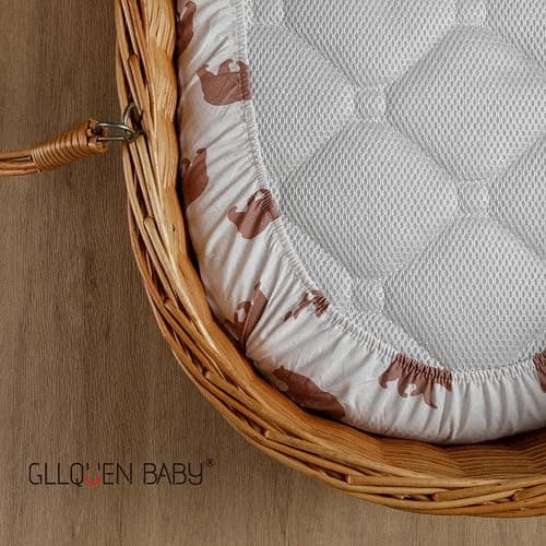 Gllquen Baby Bassinet Sheets 4 Pack, Breathable Cozy Fitted Mattress Sheet, Elastic Travel Crib Fashionable Floral Pattern, Standard Cradle Safe Sheets for Baby Boy Girls 32"X16" (Bear) thumbnail 4