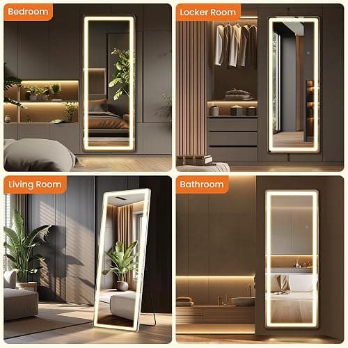Elevon Full Length Mirror with LED Lights, 71"x26" Floor Mirror with Dimming & 3 Color Lighting, Led Mirrors Full Length with Stand for Bedroom, Dressing Room, Rectangle thumbnail 6