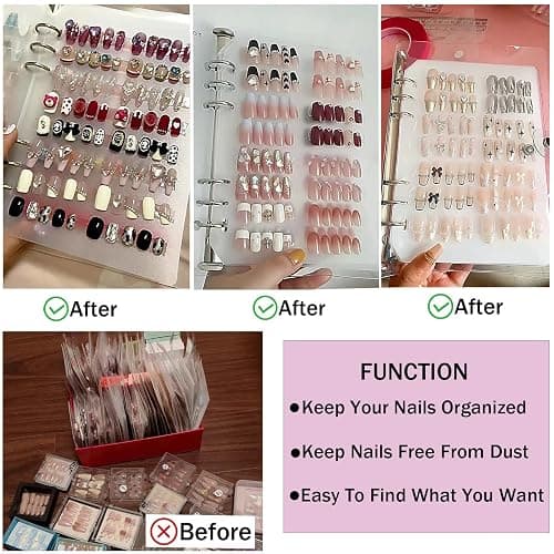 GUXACU Press On Nail Organizer 10 PCS Clear Empty Press On Nail Storage Press On Nail Packaging for Fake Nail Storage Nail Display Book Nail Salon Press On Nail Supplies Organizer with Nail Tape thumbnail 6