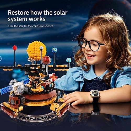 Spinning Solar System Building Blocks Planet Set, STEM Education Science Curriculum Learning Outer Space Toys with Rocket and Satellite Models, Orbiting 9 Planets, Birthday Gift for Ages 8 and Up thumbnail 5