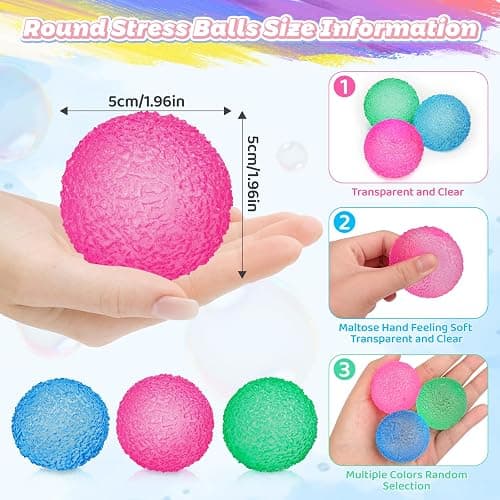 xinrongda 3Pcs Stress Relief Fidget Toys, Stress Balls for Adults, Squishy Doh Fidget Toys for Kids, Ice Round Sensory Sugar Balls for Anxiety Relief, Autism ADHD, Party Bag Fillers for Boys Girls thumbnail 2
