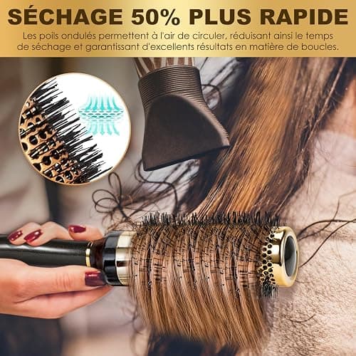 Brosse Cheveux Bouclés - Shinlea Brosse Ronde 33 MM Pour Cheveux Court Femme, Anti-Traction, Coiffant Et Séchant, Ajoutant Du Volume Et De La Brillance Pour Les Cheveux Fins thumbnail 4