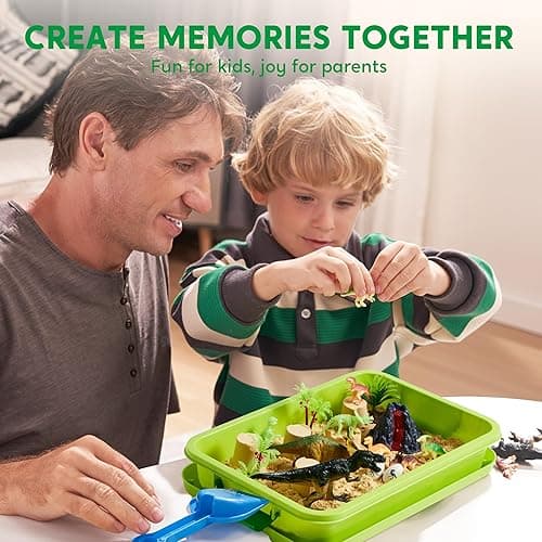 Klever Kits Dinosaurs Sensory Bin Toys for Toddlers with Glow in The Dark Dinosaurs, Sandbox with Lid Sand, Preschool Learning Activities Gifts for Boys Girls Age 3+ - Dinosaur thumbnail 2